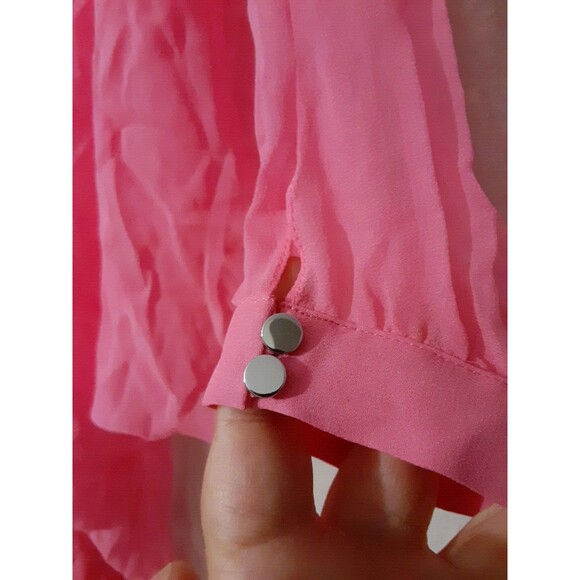 Diane Von Furstenberg Blouse Women Size 6 Pink Silk Layered V Neck Tunic - Picture 4 of 14